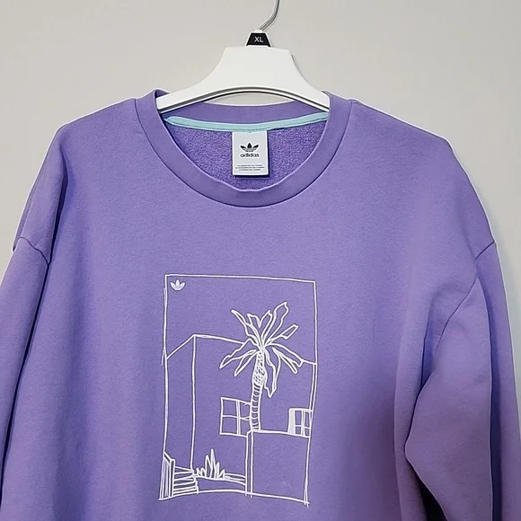 Adidas Originals Graphic Crewneck Unisex Lilac Sweatshirt L - Picture 2 of 8